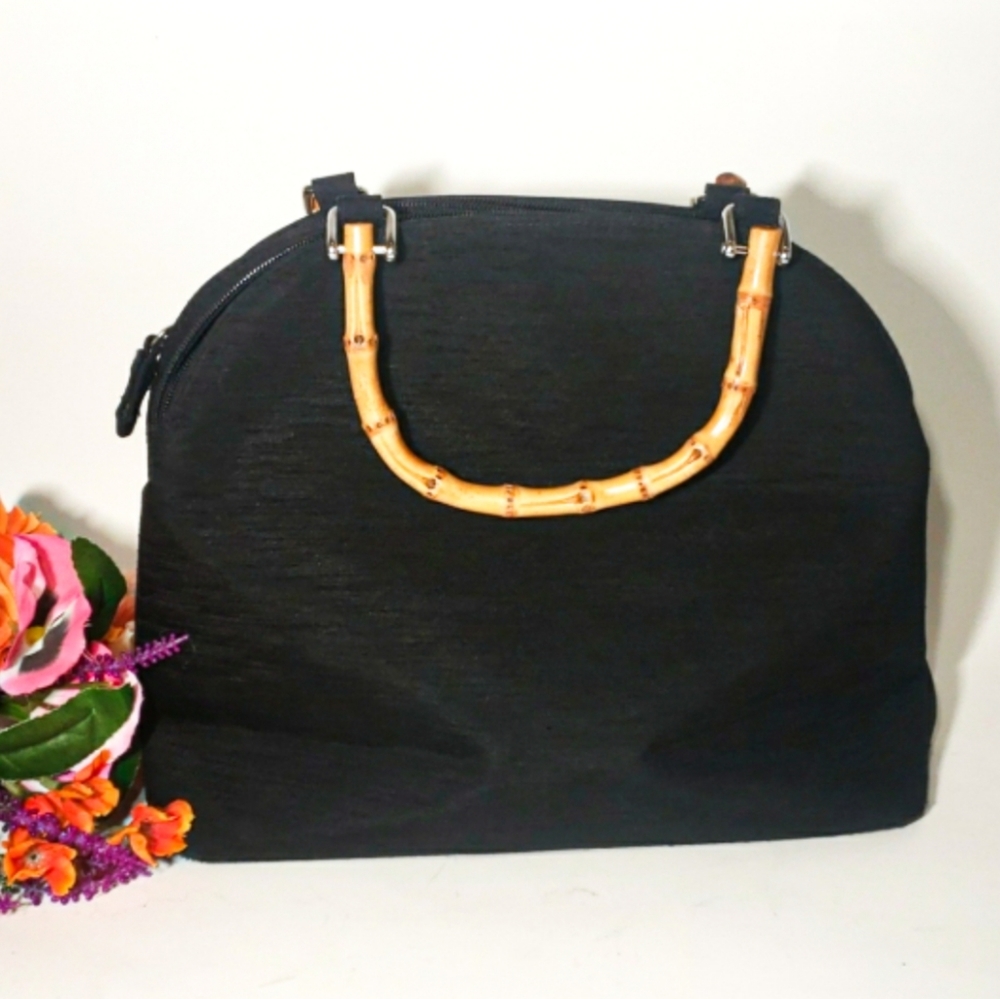 Mondani Black Mini Bag with Bamboo Handle
